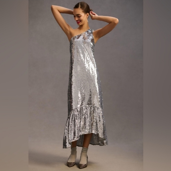 Maeve Anthropologie Sequin One Shoulder Dress - Picture 15 of 15